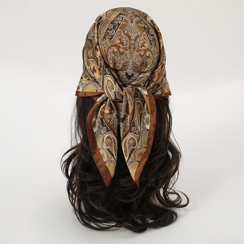 보헤미안 스타일 프린트 럭셔리 브랜드 실크 스퀘어 스카 - Head Wrap Turban 리뷰 및 가격