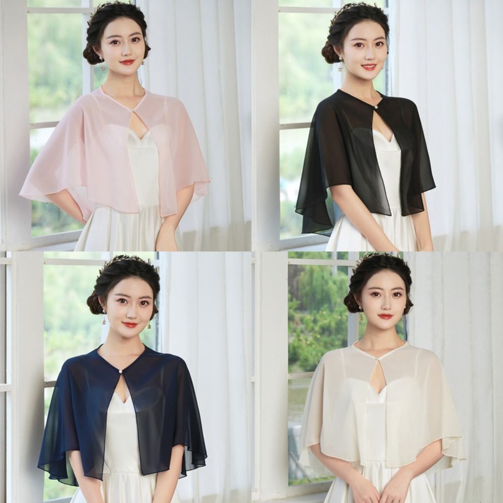 빈티지 시스루 쉬폰 케이프렛 가벼운 디자인 우아한 스타 - Stole Wedding Shawl 리뷰 및 가격